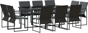 vidaXL Σέτ φαγητού για κήπο 11 pcs Μαύρο Ατσάλι