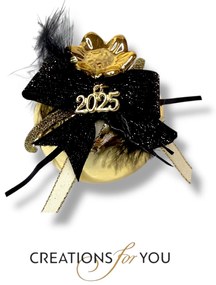 Κεραμικό ρόδι χρυσό με μαύρη και χρυσή διακόσμηση