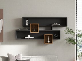 Ράφι Τοίχου Καρυδί / Ανθρακί FEMIMO 120x22x75