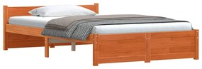 vidaXL Σκελετός Κρεβατιού Καφέ κεριού 135 x 190 cm Μασίφ ξύλο πεύκου