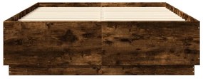 vidaXL Πλαίσιο Κρεβατιού Φώτα LED Καπνιστή Δρυς 140x200 εκ.Επεξ. Ξύλο