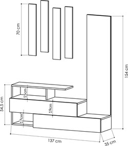 Έπιπλο Εισόδου Λευκό / Δρυς RAMDA 137x35x54,5