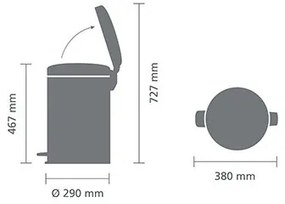 Кош за смет с педал Brabantia NewIcon 20L, Mineral Concrete Grey