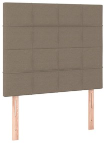 vidaXL Κρεβάτι Boxspring με Στρώμα &amp; LED Taupe 90x190 εκ. Υφασμάτινο