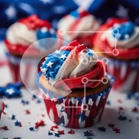 Intra Συλλεκτικό Ξύλινο Παζλ Plywood  4mm - Πατριωτικά Cupcakes για τις 4 Ιουλίου Σε Ξύλινο Κουτί - Διαστάσεις: 10x10 cm – 25 κομμάτια