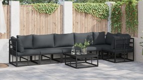 vidaXL Σετ Καναπέ Κήπου 7 pcs Μαύρο 70 x 70 x 32 εκ Αλουμίνιο