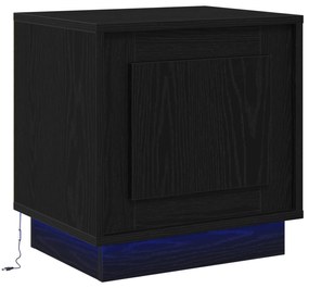 vidaXL Κομοδίνο με LED Φώτα Μαύρη Δρυς 44x34,5x45 εκ.