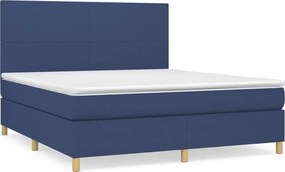 vidaXL Κρεβάτι Boxspring με Στρώμα Μπλε 160x200 εκ. Υφασμάτινο