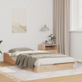 vidaXL Κρεβάτι δαπέδου Καφέ 90 x 190 cm Μασίφ ξύλο πεύκου