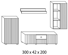 Έπιπλο Τηλεόρασης Ανθρακί Οξειδωμένο 121x43x57