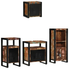 vidaXL Σετ Επίπλων Μπάνιου 4 pcs Πολύχρωμο Στερεό ανακτημένο ξύλο