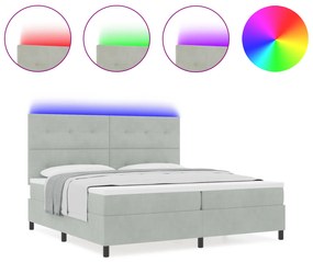 vidaXL Κρεβάτι με Σπαστό Στρώμα & Φωτισμό LED Grey 200x200 cm Βελούδο