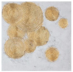 Πίνακας Σε Καμβά Festos 2 021635 82x82xH4,5cm Gold-White Τετράγωνοι Wood, Canvas