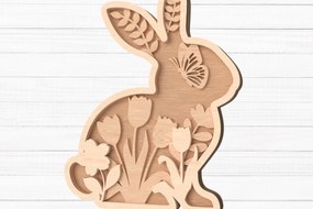 Σετ των 2 Intra απο ξύλο plywood 3mm-4mm πάχος Πεταλούδα Floral λαγουδάκι με λέιζερ Δίασταση 30x20 cm INTRAFABR-113692252