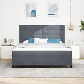 vidaXL Κρεβάτι Box Spring με Στρώμα Σκούρο Γκρι Super King Βελούδο