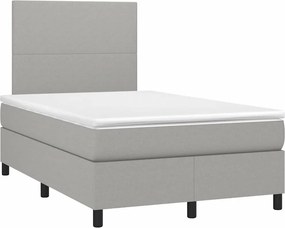 vidaXL Κρεβάτι Boxspring με Στρώμα &amp; LED Αν.Γκρι 120x190εκ. Υφασμάτινο