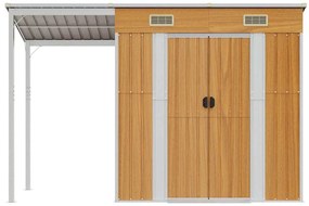 vidaXL Αποθήκη Κήπου Εκτεταμένη Οροφή Αν. Καφέ 277x107x181 εκ Ατσάλι