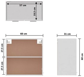 Ντουλάπι Κρεμαστό Γυαλιστερό Λευκό 60x31x60 εκ. από Μοριοσανίδα - Λευκό