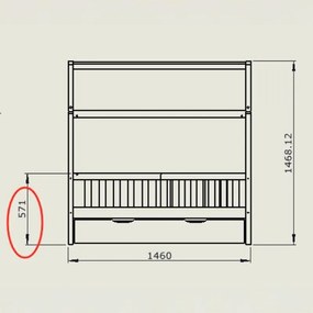 Κρεβάτι παιδικό Bendina τύπου Montessori με συρτάρι ξύλο πεύκου λευκό 70x140 εκ. 70x140x126 εκ.