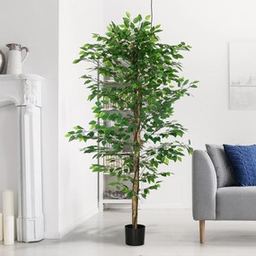 Τεχνητό δέντρο Ficus, Ρεαλιστικό, Εύκολη φροντίδα, Περιλαμβάνεται γλάστρα, Ύψος 180cm, Πράσινο