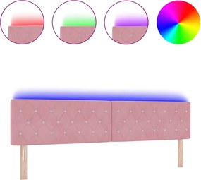 vidaXL LED κεφαλάρι με φώτα λωρίδας LED Ροζ 200 cm Πολυεστέρας