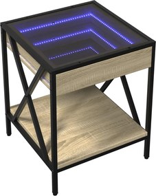 vidaXL Κομοδίνο Άπειρο Φως LED Sonoma Δρυς 40x40x49 εκ.