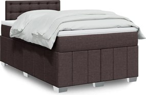 vidaXL Κρεβάτι Boxspring με Στρώμα Σκούρο Καφέ 120x190 εκ Υφασμάτινο
