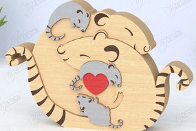 Intra απο ξύλο plywood 3mm-4mm πάχος – Οικογενειακό παζλ Αρουραίων Κοπή λέιζερ | Ζώα Δίασταση 20x20 cm INTRAFABR-119896212