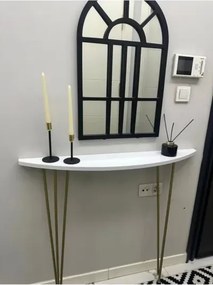 Stewehome Οβάλ κονσόλα με μισοφέγγαρο σχήμα με πόδια 18x86x86 cm