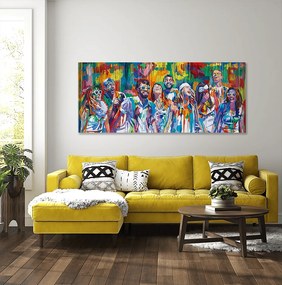 Πολύχρωμος πίνακας σε καμβά με ανθρώπους KNV613 80cm x 180cm