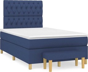 vidaXL Κρεβάτι Boxspring με Στρώμα Μπλε 120x190 εκ. Υφασμάτινο