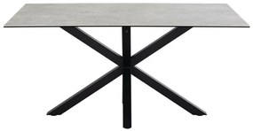 Τραπέζι Oakland 582, Γκρι, Μαύρο, 76x90x160cm, 61 kg, Κεραμικός, Επεξεργασμένο γυαλί, Μέταλλο | Epipla1.gr