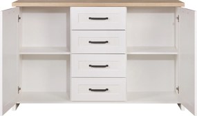 VERNE ΜΠΟΥΦΕΣ 147.9x37.2x91.8cm χρώμα Λευκό/Φυσικός Δρυς. TO-VERNEKOM2D4S