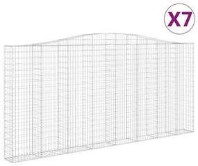 vidaXL Συρματοκιβώτια Τοξωτά 7 τεμ. 400x30x180/200 εκ. Γαλβαν. Ατσάλι