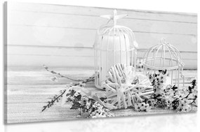 Εικόνα κλαδάκι κερασιού και φαναράκια σε ασπρόμαυρο - 120x80