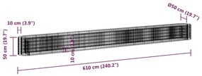 Συρματοκιβώτιο-Γλάστρα Υπερυψωμένη 610x50x50 εκ. Γαλβαν. Ατσάλι - Ασήμι