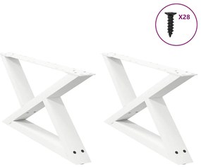 vidaXL Πόδια Τραπεζιού Σαλονιού 2 τεμ. Λευκά 70x(30-31,3) εκ. Ατσάλι