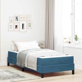 vidaXL Κρεβάτι box spring με στρώμα Σκούρο Μπλε 90 x 190 cm Βελούδο