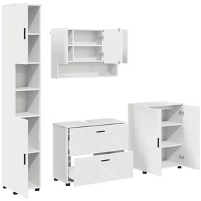 vidaXL Σετ Επίπλων Μπάνιου με συρτάρι 4 pcs Λευκό 30 x 35 x 192 εκ.