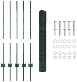 vidaXL Τείχος και Πόστ Πράσινο 1 x 10 m Ατσάλι