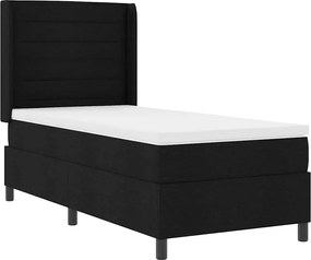 vidaXL LED Κρεβάτι με βάθρο με κεφαλάρι Μαύρο 80 x 200 cm ύφασμα