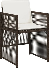 vidaXL Καρέκλες Κήπου 4 τεμ. Καφέ Συνθ. Ρατάν Μαξιλάρια