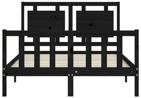 vidaXL Πλαίσιο Κρεβατιού με Κεφαλάρι Μαύρο 120x200 εκ. Μασίφ Ξύλο