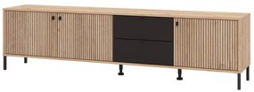 Έπιπλο τηλεόρασης Mayenne 208 4K2F3V Artisan Oak - Matt Black 208x40x55 εκ. 208x40x55 εκ.