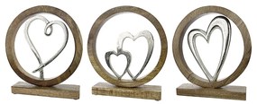 Διακοσμητικό ArteLibre Καρδιά Σε Κύκλο Ασημί/Φυσικό Αλουμίνιο/Ξύλο 5x20.5x26cm Σε 3 Σχέδια