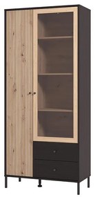 Βιτρίνα Correze 2K2F VS1 Μαύρος Δρύς - Artisan Oak 87x40x195 εκ.