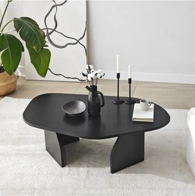 Stewehome Τραπέζι σαλονιού μοντέρνο οβάλ Μαύρο 70x70x35 cm