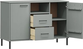 vidaXL Ντουλάπι OSLO Γκρι 113x40x77 εκ. Μασίφ Ξύλο με Μετ. Πόδια
