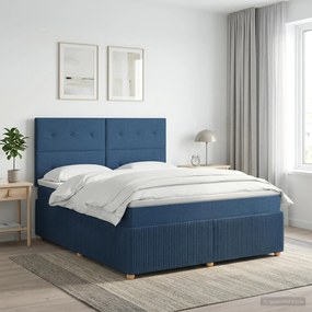 vidaXL Κρεβάτι box spring με στρώμα Μπλε 160 x 200 cm Ύφασμα