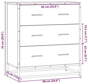 Sideboard Grey Sonoma Κατασκευασμένο ξύλο και μέταλλο - Γκρι